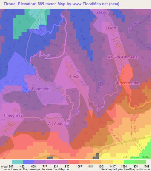 Tiroual,Algeria Elevation Map