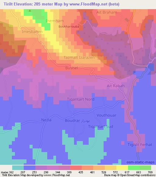 Tirilt,Algeria Elevation Map