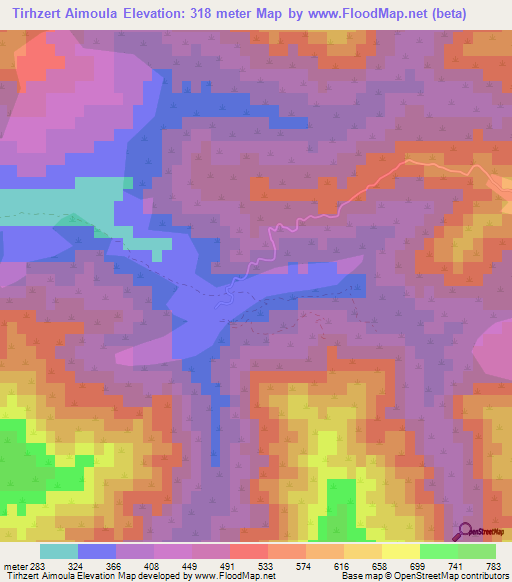 Tirhzert Aimoula,Algeria Elevation Map