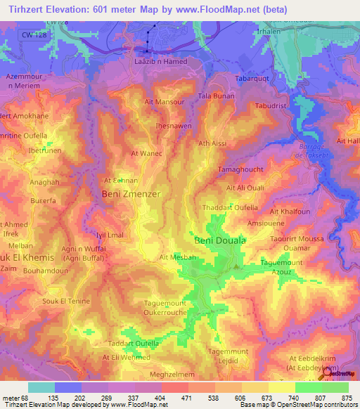 Tirhzert,Algeria Elevation Map