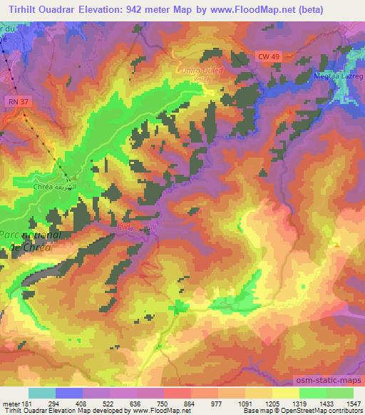 Tirhilt Ouadrar,Algeria Elevation Map