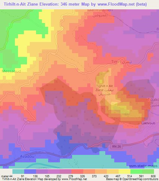 Tirhilt-n-Ait Ziane,Algeria Elevation Map