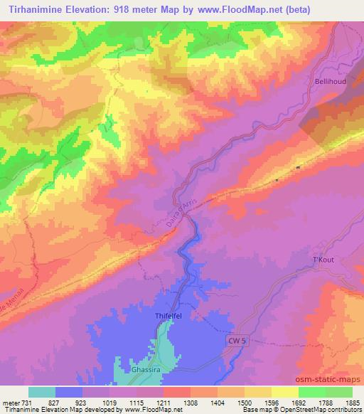 Tirhanimine,Algeria Elevation Map