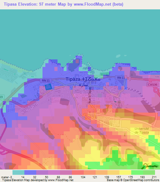 Tipasa,Algeria Elevation Map