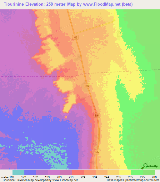 Tiourinine,Algeria Elevation Map