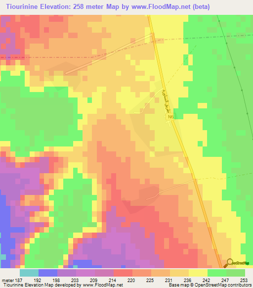 Tiourinine,Algeria Elevation Map