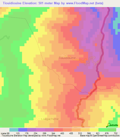 Tiouidiouine,Algeria Elevation Map