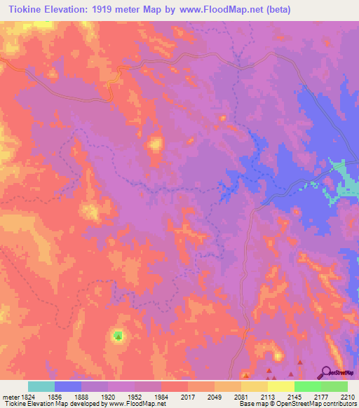Tiokine,Algeria Elevation Map
