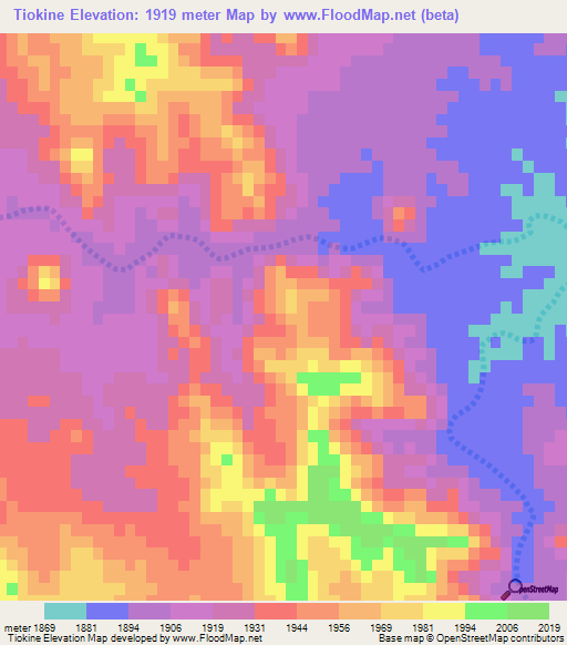 Tiokine,Algeria Elevation Map