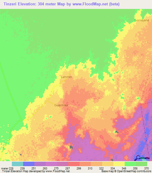 Tinzeri,Algeria Elevation Map