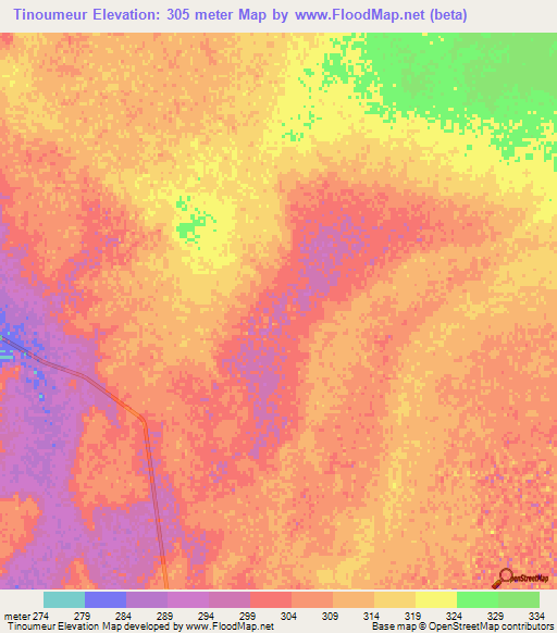 Tinoumeur,Algeria Elevation Map