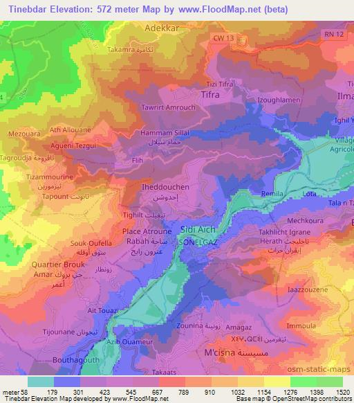 Tinebdar,Algeria Elevation Map
