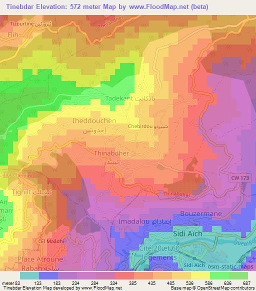 Tinebdar,Algeria Elevation Map