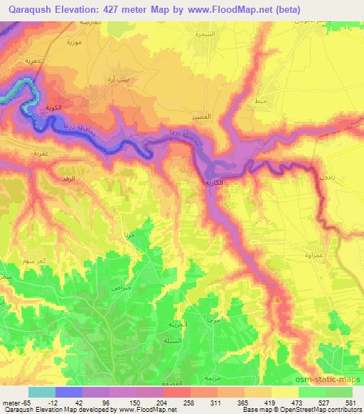 Qaraqush,Jordan Elevation Map