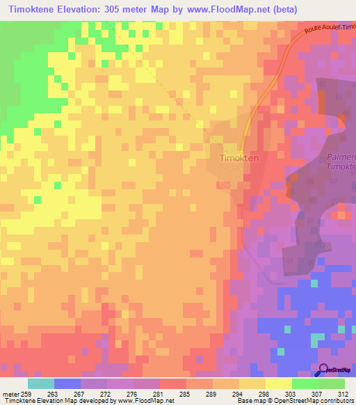 Timoktene,Algeria Elevation Map