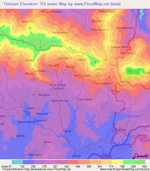 Timizart,Algeria Elevation Map