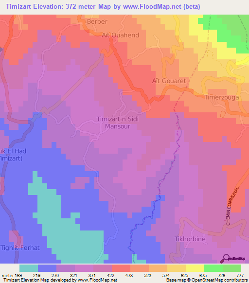 Timizart,Algeria Elevation Map