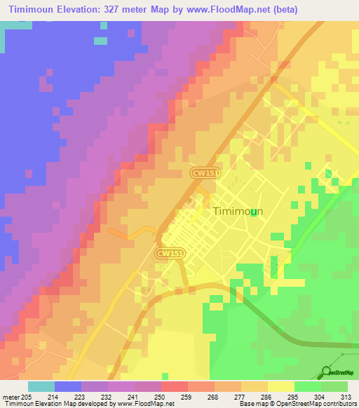 Timimoun,Algeria Elevation Map