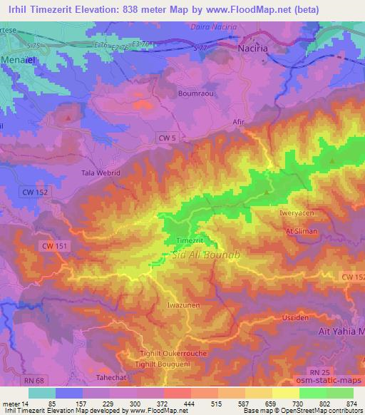 Irhil Timezerit,Algeria Elevation Map