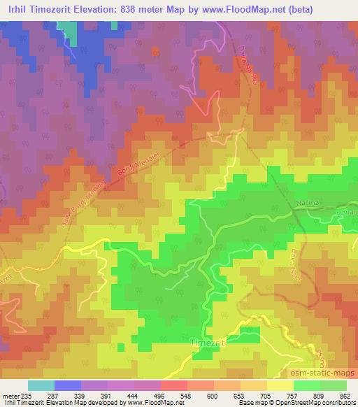 Irhil Timezerit,Algeria Elevation Map