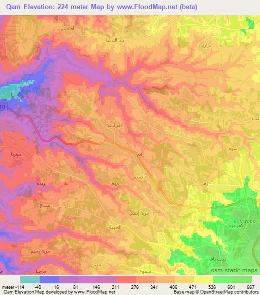Qam,Jordan Elevation Map