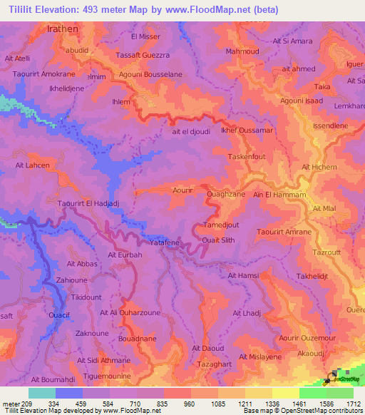 Tililit,Algeria Elevation Map