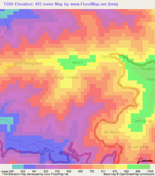 Tililit,Algeria Elevation Map