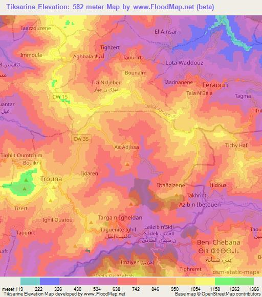 Tiksarine,Algeria Elevation Map