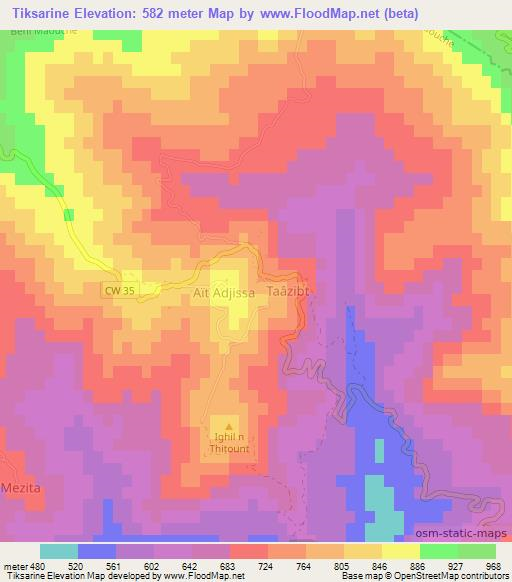 Tiksarine,Algeria Elevation Map