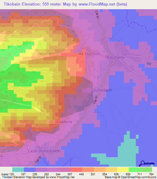 Tikobain,Algeria Elevation Map