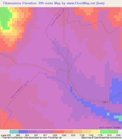 Tihamamine,Algeria Elevation Map