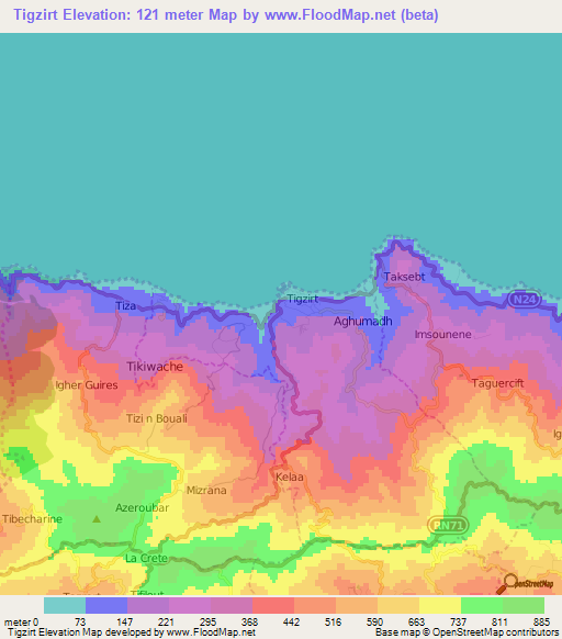 Tigzirt,Algeria Elevation Map