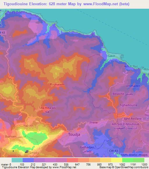Tigoudiouine,Algeria Elevation Map