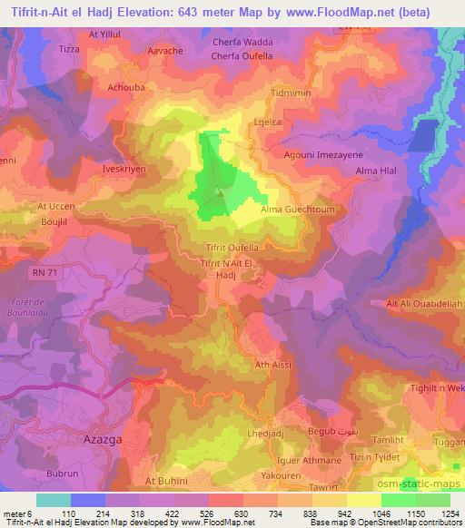 Tifrit-n-Ait el Hadj,Algeria Elevation Map