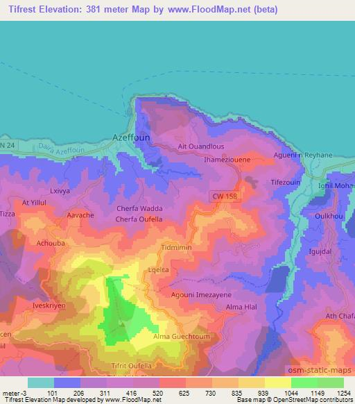 Tifrest,Algeria Elevation Map