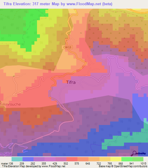 Tifra,Algeria Elevation Map