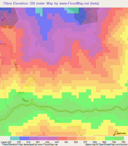 Tifera,Algeria Elevation Map