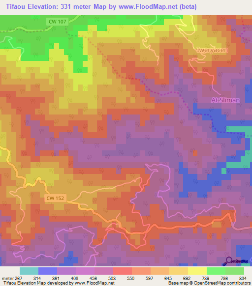 Tifaou,Algeria Elevation Map
