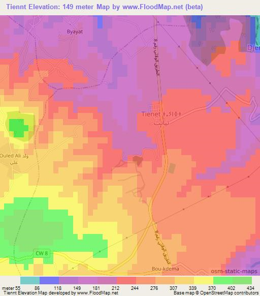 Tiennt,Algeria Elevation Map
