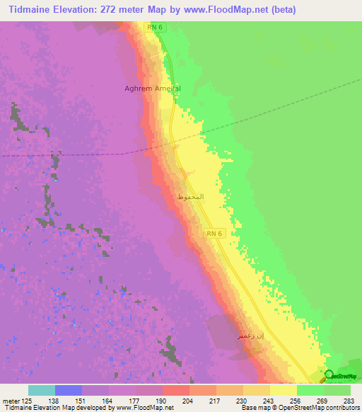 Tidmaine,Algeria Elevation Map