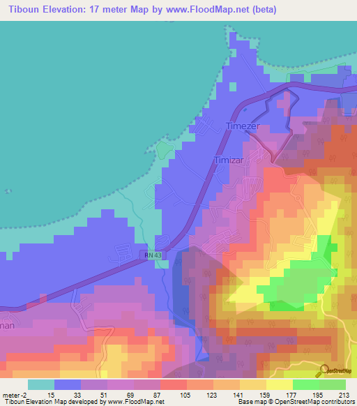 Tiboun,Algeria Elevation Map