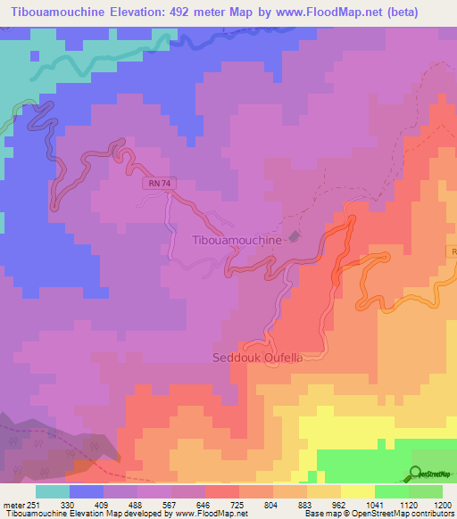 Tibouamouchine,Algeria Elevation Map