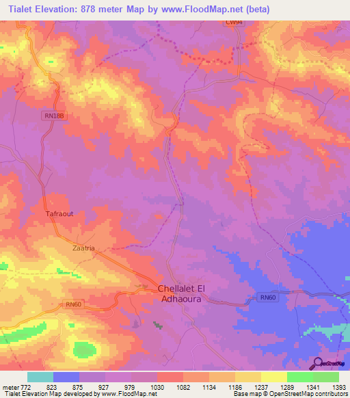 Tialet,Algeria Elevation Map