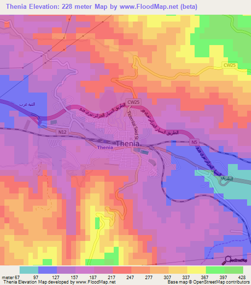 Thenia,Algeria Elevation Map