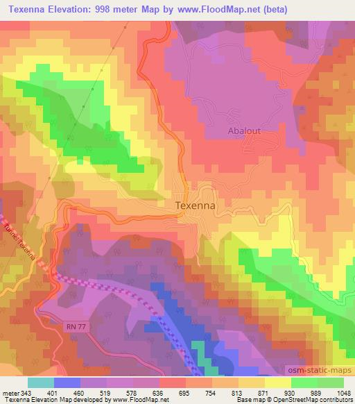 Texenna,Algeria Elevation Map
