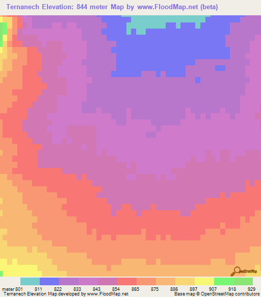 Ternanech,Algeria Elevation Map
