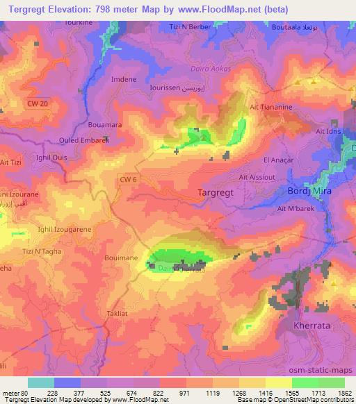 Tergregt,Algeria Elevation Map