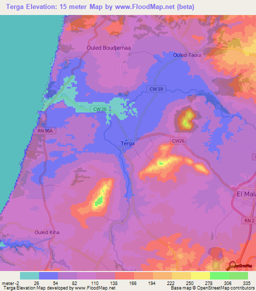 Terga,Algeria Elevation Map