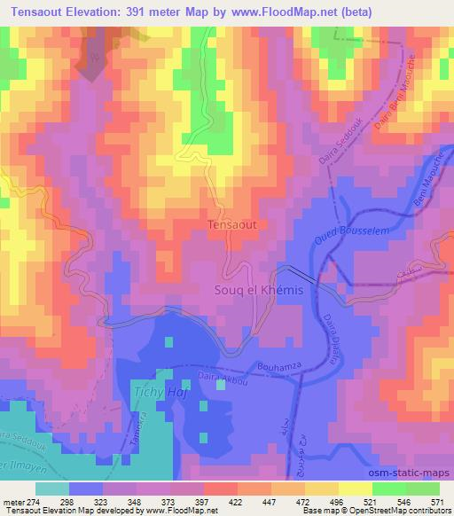 Tensaout,Algeria Elevation Map