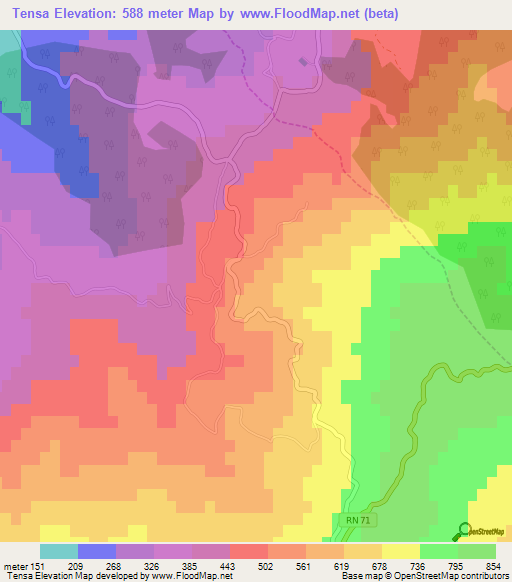Tensa,Algeria Elevation Map